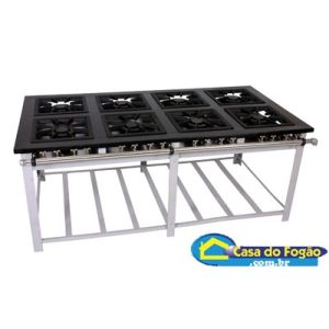 Fogão Industrial Tradicional de Ilha 8B Simples (130mm) A.P 40x40 (Cód: 17010) Itajobi Fogões