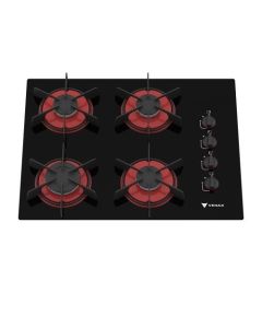Cooktop 4 Bocas Arena Preto/Vermelho Gás GLP Venax#