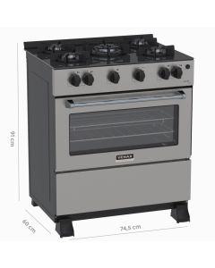 Fogao 5 Bocas Gaudi Line Inox Gas GLP Venax #