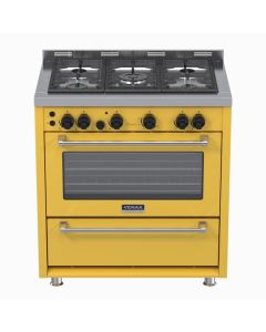 Fogao 5 Bocas Venax Temis Amarelo Gas GLP c/ 2 espetos rotativos forno #