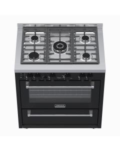 Fogao 5 Bocas Venax Temis Preto Gas GLP c/ 2 espetos rotativos forno #