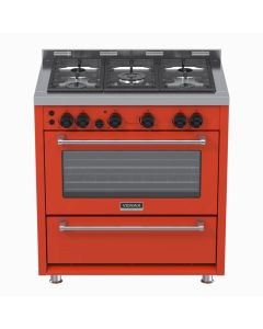 Fogao 5 Bocas Venax Temis Vermelho Gas GLP c/ 2 espetos rotativos forno #