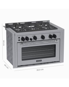 Fogao de Embutir 5 Bocas Venax Temis Inox Gas GLP c/ 2 espetos Rotativos #