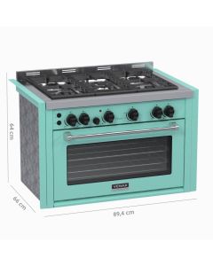 Fogao de Embutir 5 Bocas Venax Temis Verde Gas GLP c/ 2 espetos Rotativos #