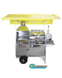 Carrinho 5 em 1 - Hot Dog, Pastel, Batata, Lanche e Churrasco - Inox (1715) R2*