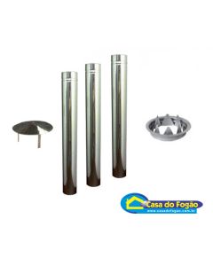 Kit Chaminé 115mm Inox (Sem Curva)