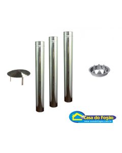 Kit Chaminé 110mm Inox (Sem Curva)