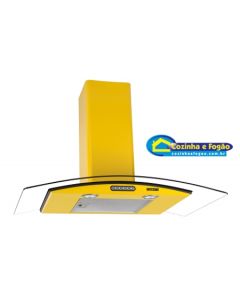 Coifa de Parede Vidro Curvo Slim 90cm Amarela 220V Fogatti*