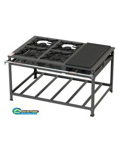 Fogão Industrial 4B Simples A.P 40x40 Perfil 10 c/ Chapa (Cód: 5106) Itajobi Fogões