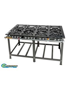 Fogão Industrial Tradicional INOX 8B Simples (130mm) A.P 40x40 (Cód: 17012-I) Itajobi Fogões#