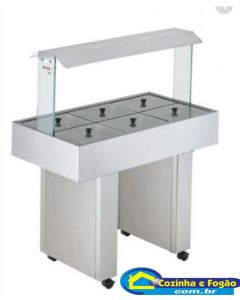 Buffet Móvel 6Cubas Banho Maria Self Service Inox (BBMM-06) Edanca