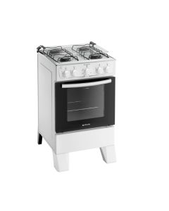 Fogão 4 Bocas Branco com Mesa Inox Atlas Milão Plus Bivolt