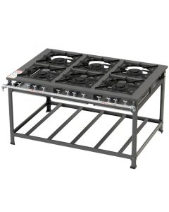 Fogão Industrial Tradicional Inox de Ilha 6B Duplas (170mm) B.P 30x30 (Cód: 6012-I-Ilha) Itajobi Fogões #