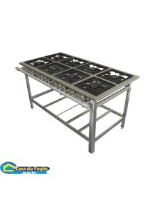 Fogão Industrial Tradicional Inox 8B Duplas (170mm) 30x30 (Cód: 7003-I) Itajobi Fogões#