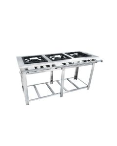 Fogão Industrial Maxi Inox 3B Duplas (180mm) B.P 40x40 (MI3D3P) Venâncio*