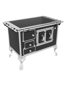 FOGÃO A LENHA N°2 VITROCERÂMICO PORTA DUPLA- FL2V - Preto Venâncio ##