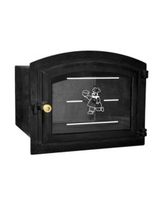 Forno Grande 2,5mm para Fogão a Lenha TODO em Ferro Fundido Moldura Abaulada com Frente de Vidro