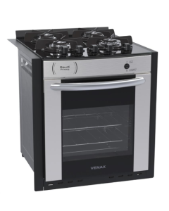 Fogão a Gás de Embutir Gaudi Prisma Vítreo 4Q Inox Gás GLP Venax #