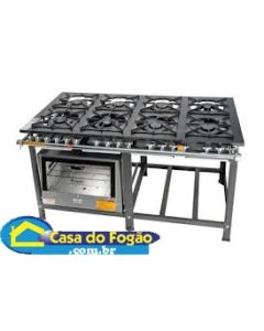 Fogão Industrial Tradicional Modular 8B Duplas (170mm) B.P 40x40 c/ Forno de 76L TV e Chapa (Cód: 17003/9013) Itajobi Fogões #