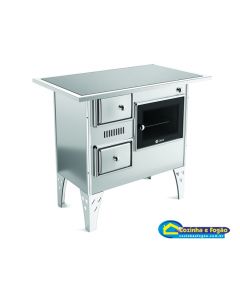 Fogão a Lenha GERAL N°1 Inox Vitrocerâmica Direito (Cód: 10040037) *