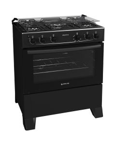 FOGÃO 5Q MÔNACO PLUS PRETO MESA INOX ATLAS *