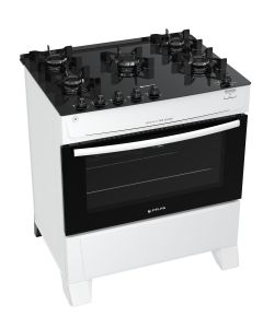 FOGÃO 5Q MÔNACO TOP GLASS BRANCO MESA VIDRO ATLAS *
